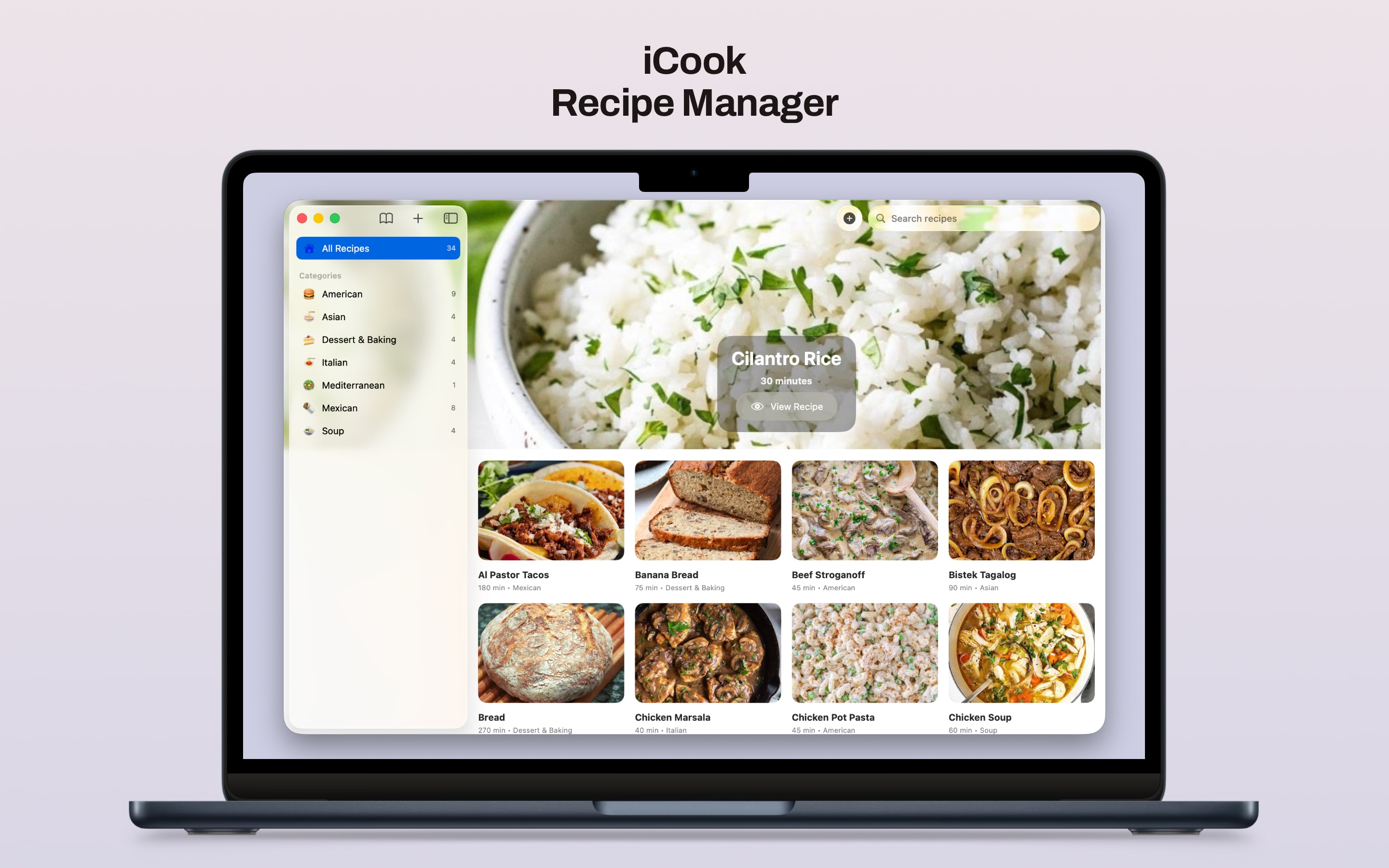 iCook on Mac showing collection management