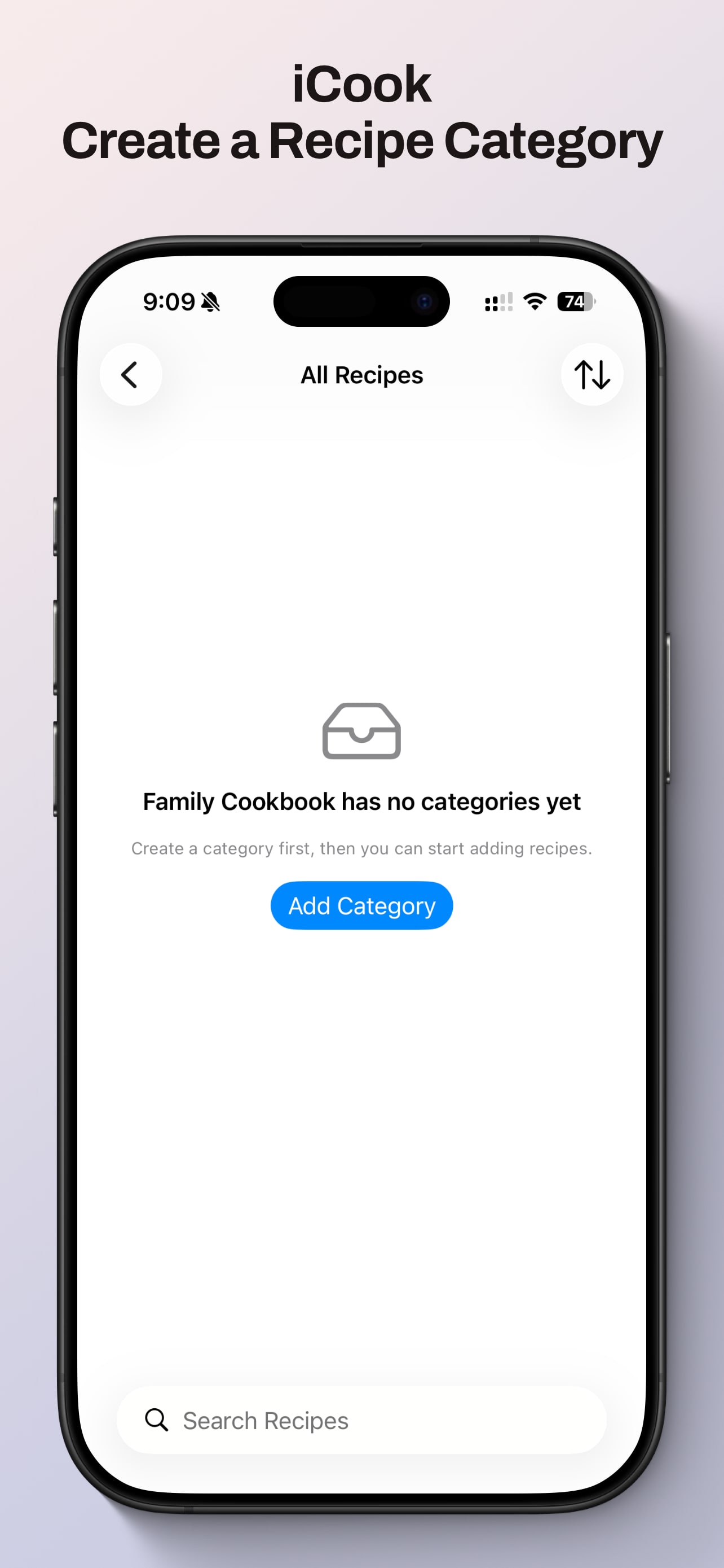 Create a category in iCook