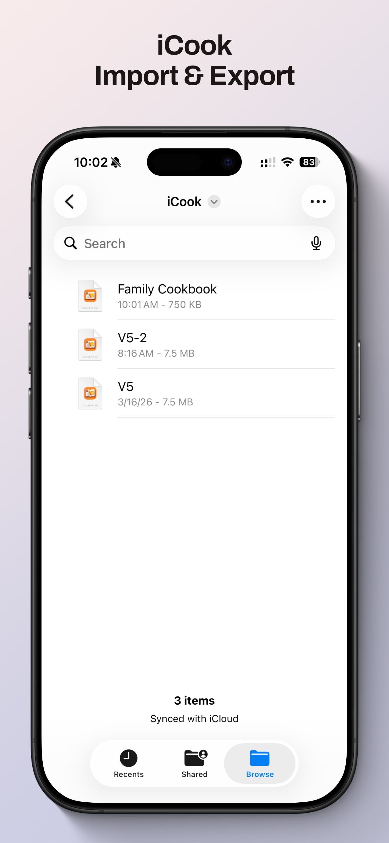 Save an iCook export file