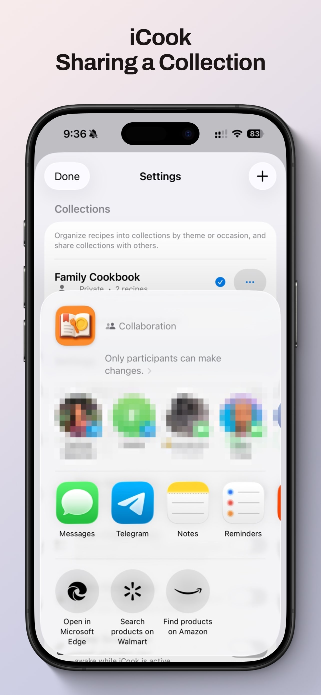 Accept a shared collection in iCook